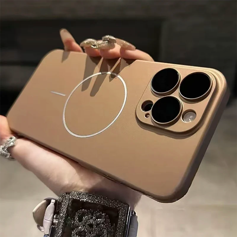 كفر مطفٍ مغناطيسي لهاتف iPhone 16 كفر نحيف بغطاء عدسة لـ iPhone 16 غطاء حماية عصري لهاتف iPhone 16