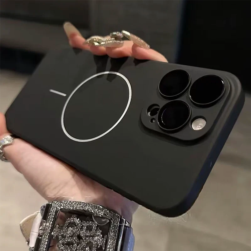 كفر مطفٍ مغناطيسي لهاتف iPhone 16 كفر نحيف بغطاء عدسة لـ iPhone 16 غطاء حماية عصري لهاتف iPhone 16