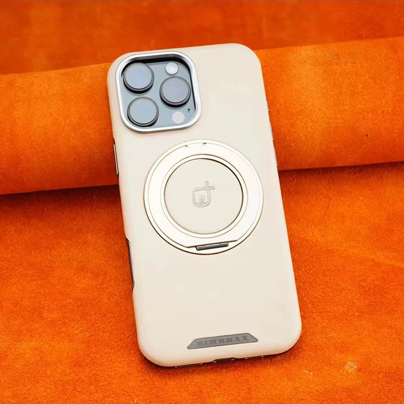 كفر جلدي مغناطيسي مع حامل لهاتف iPhone 16 Pro Max كفر فاخر مع حامل عرض مدمج غطاء iPhone 16 Pro Max بقاعدة مغناطيسية وظهر جلدي