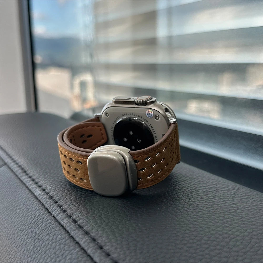 Apple iWatch Band Genuine Leather|Magnetic Clasp|Comfortable and Breathable