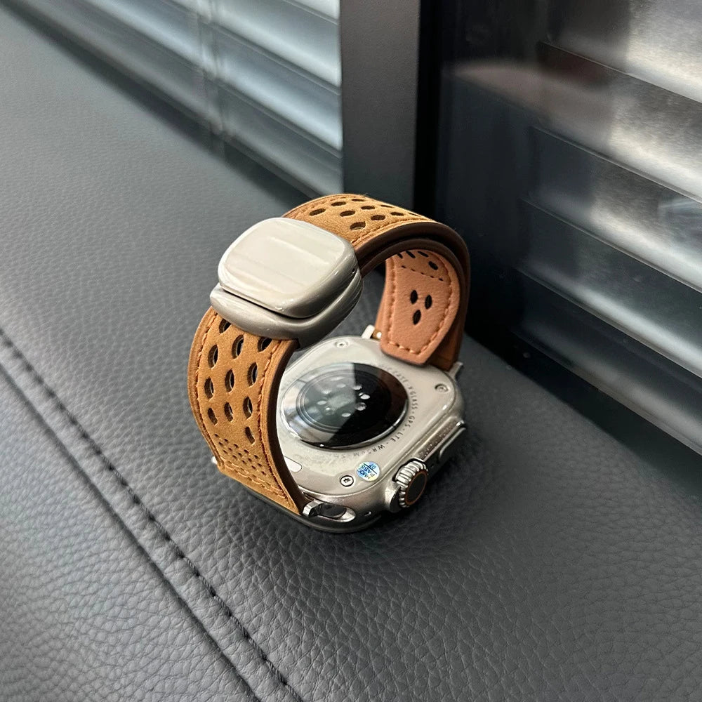Apple iWatch Band Genuine Leather｜Magnetic Clasp｜Comfortable and Breathable 