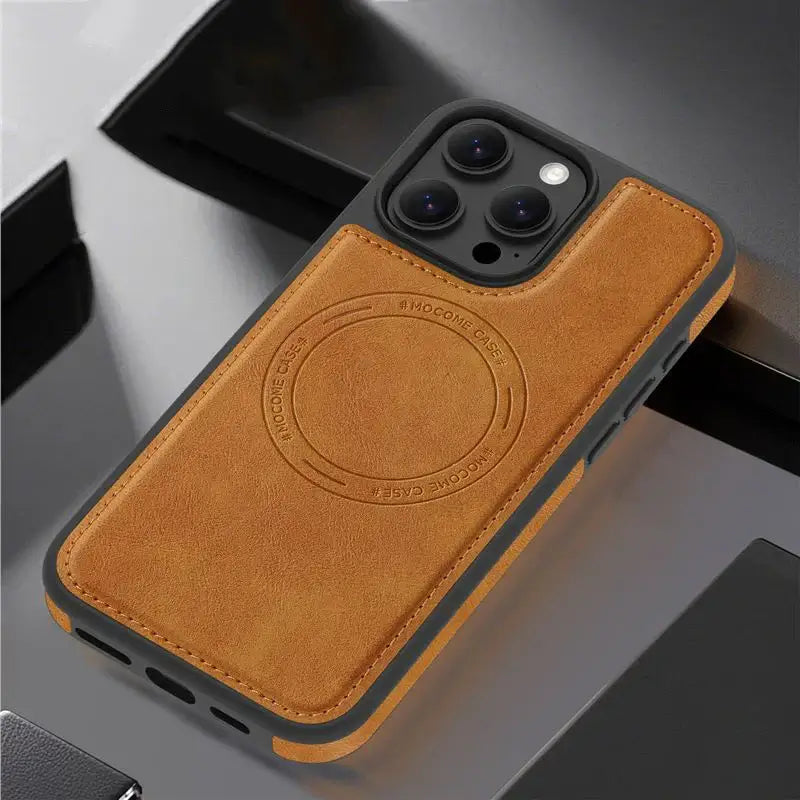جراب جلد مغناطيسي بتصميم كلاسيكي لهاتف iPhone 16 Pro Max، غطاء حماية مرن مقاوم للصدمات متوافق مع iPhone 15 Pro Max